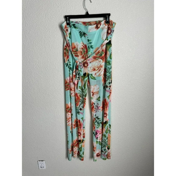 Revamped Women's Flare Pants Size Medium Multicolor Floral Hippie Boho Sheer - Picture 8 of 14